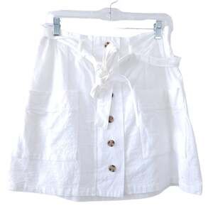 Hesperus White Skirt Button Down Size Large Summer Skirt, Front Tie
